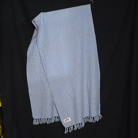 Petronius Wool Cashmere Scarf - Blue White Houndstooth - 18" x 68" - Picture 2 of 5